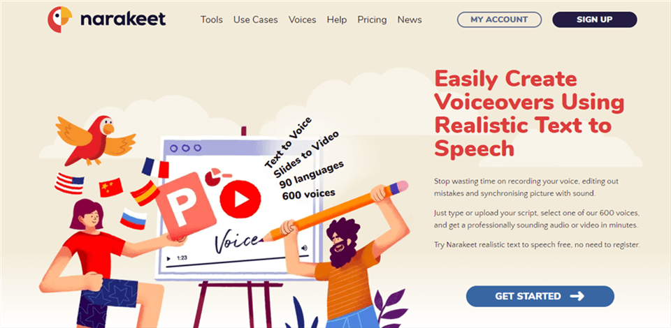 Text-to-Speech Generator for YouTube- Narakeet