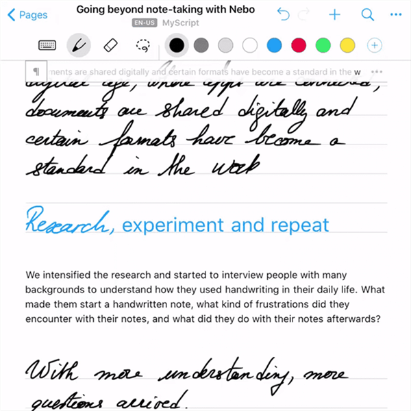 Nebo Note Taking App from iPhone/iPad