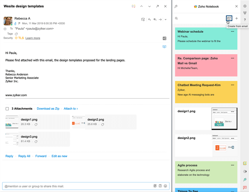 Zoho Notebook Interface