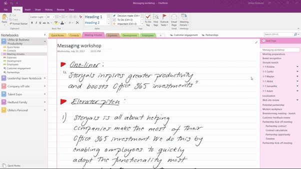 OneNote Interface