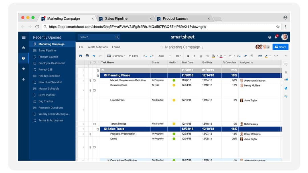 Online Enterprise Collaboration Tool - Smartsheet