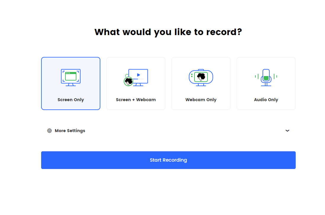 Choose the Recording Mode and Click the Start Recording Button