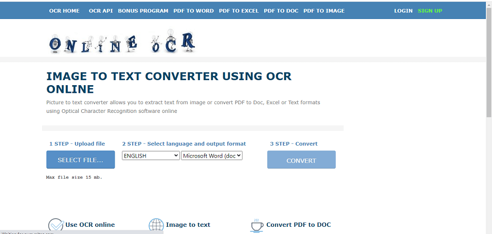 Top OCR Software - OnliceOCR Interface