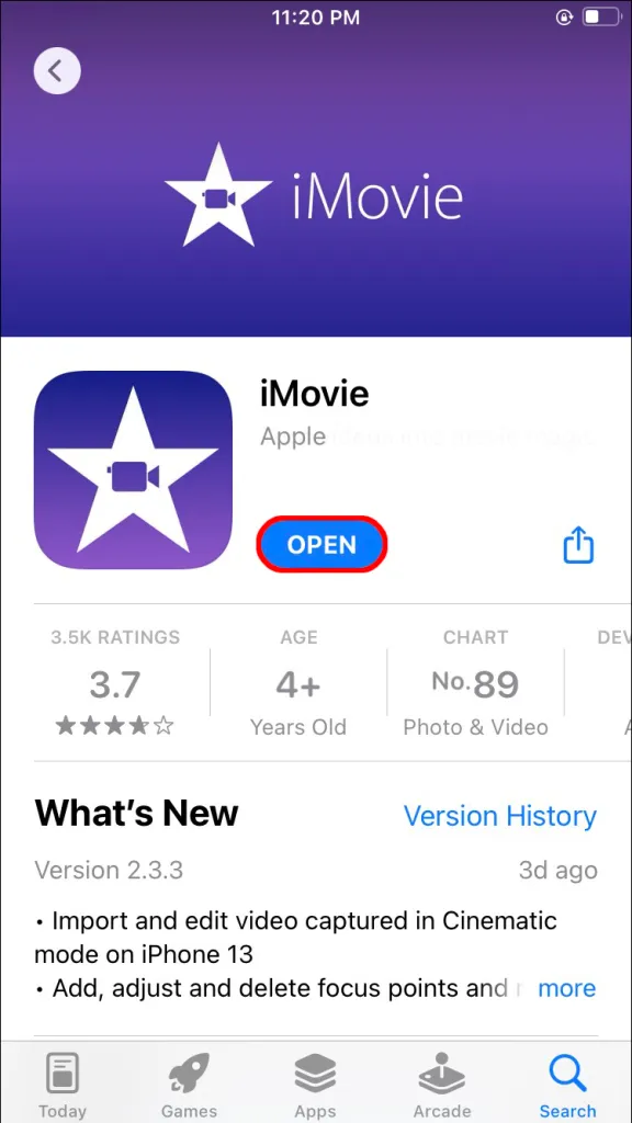 Open iMovie