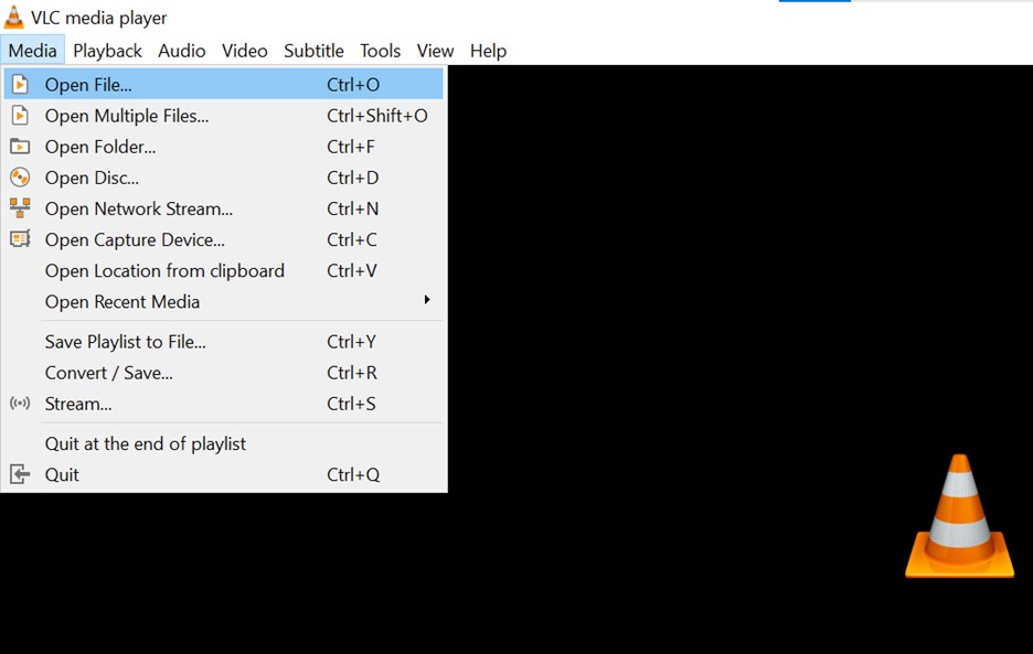 Open Media File in VLC