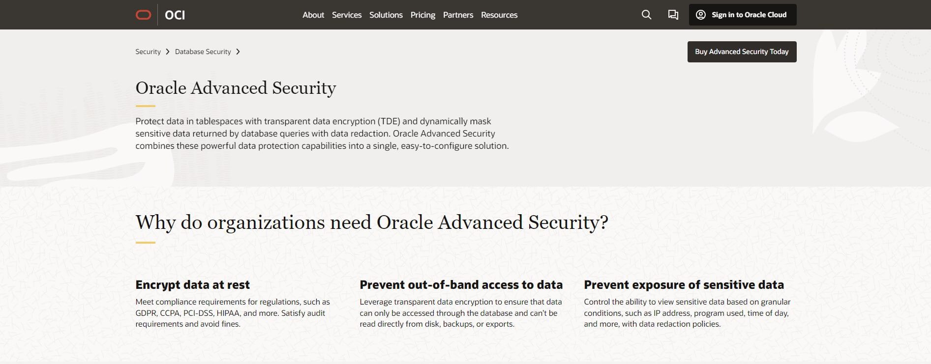 Oracle Advanced Security Interface