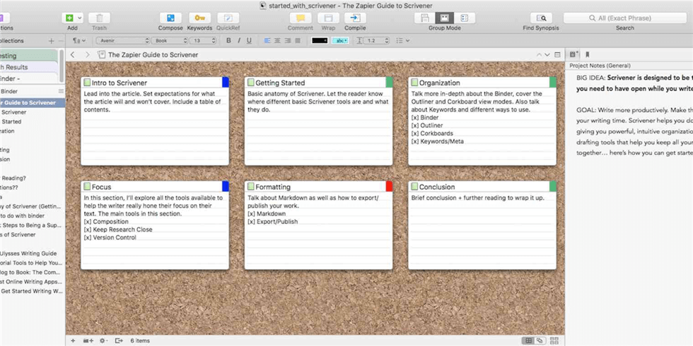 Best Outliner Tool - Scrivener Interface