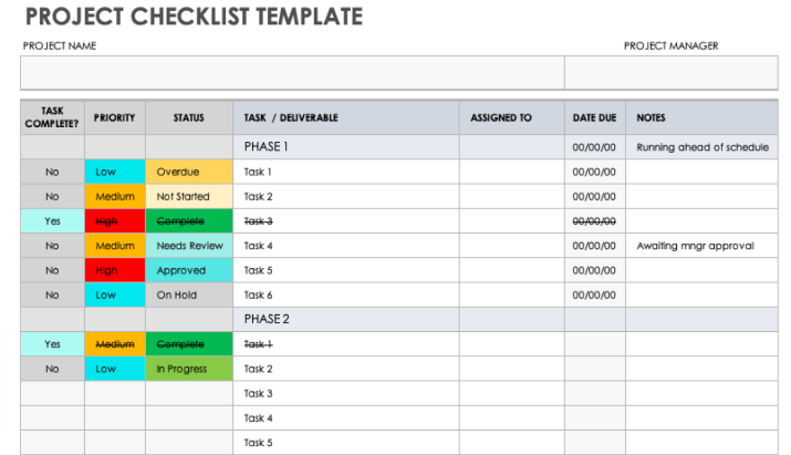 Project Checklist Interface