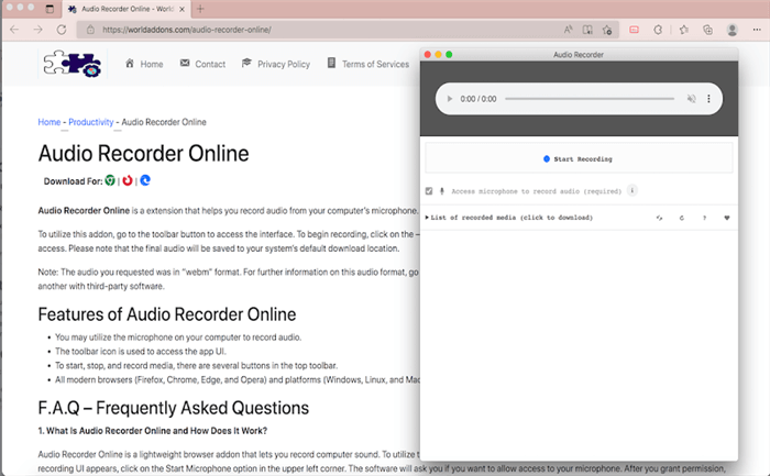 Record Audio via Audio Recorder