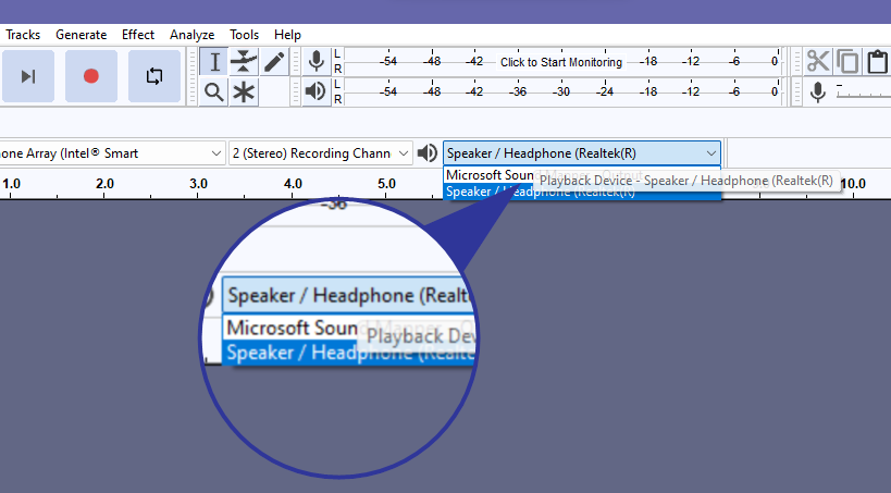 Select the Speakers Type