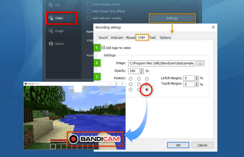 Remove Watermark Logo in Bandicam