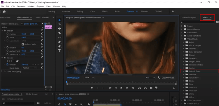Remove Grains in Video Premiere Pro