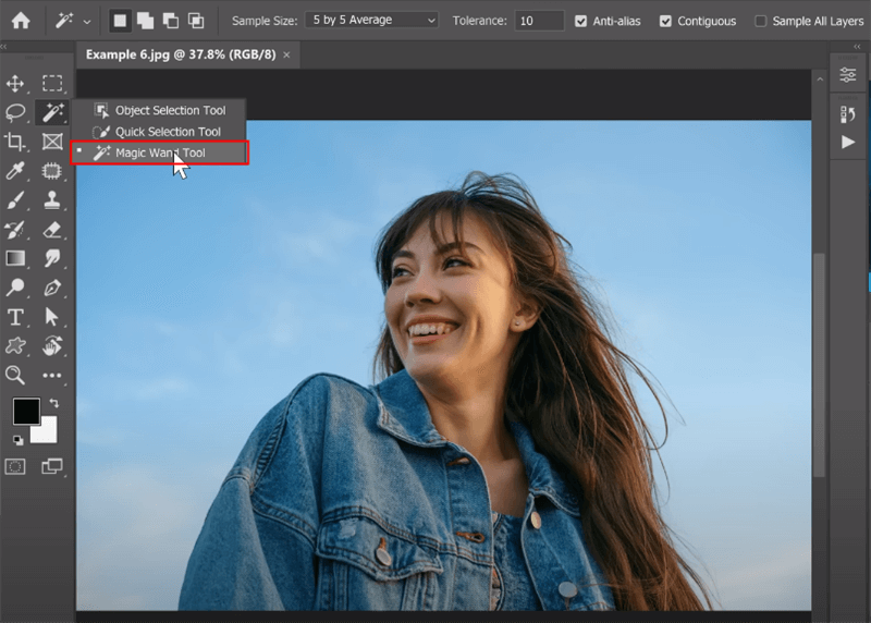 Remove Hair in Photoshop via Magic Wand Tool