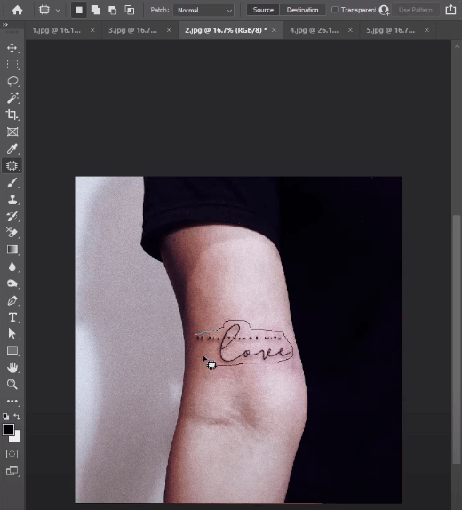 Remove Tattoos in Photoshop via Patch Tool