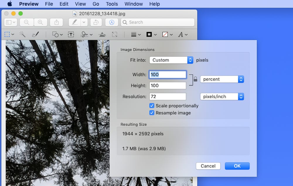 Resize Image on Mac