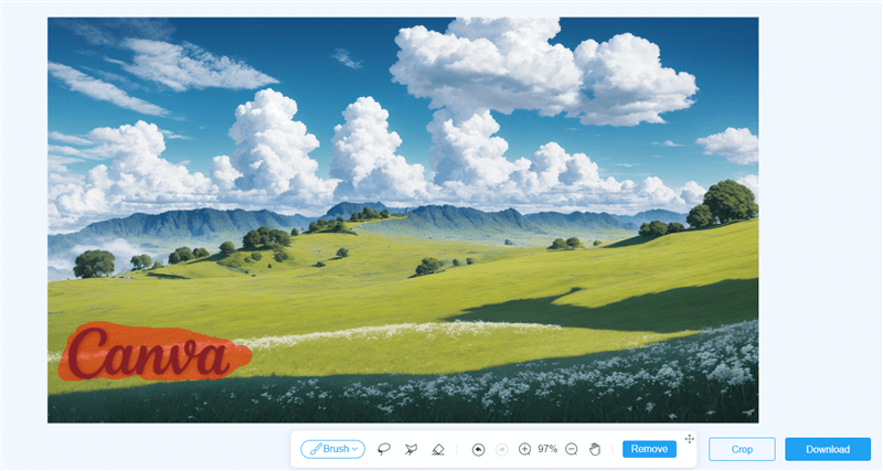 Resize the Brush to Paint Over the Canva Watermark