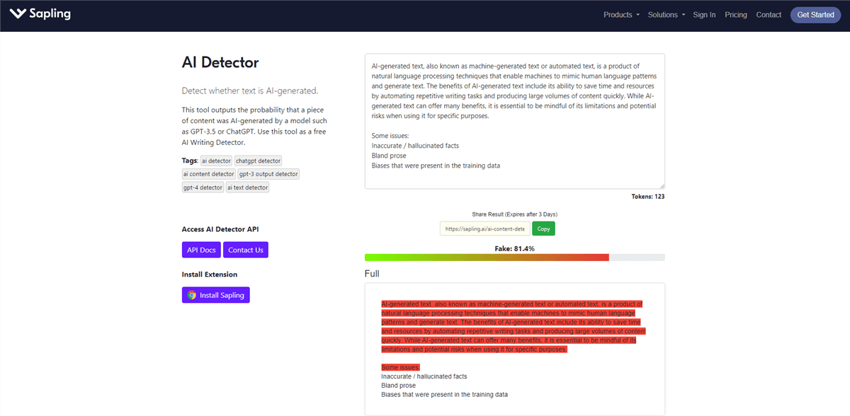 Sapling AI Detector Overview