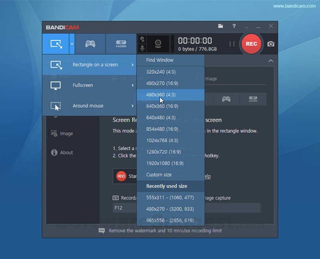 Bandicam Interface