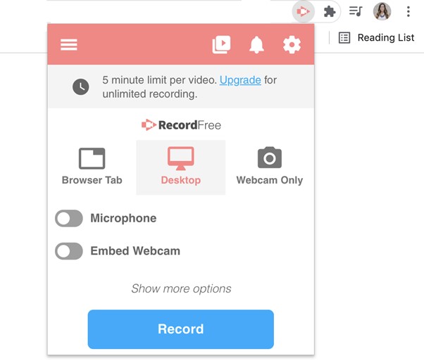 Screencastify Interface