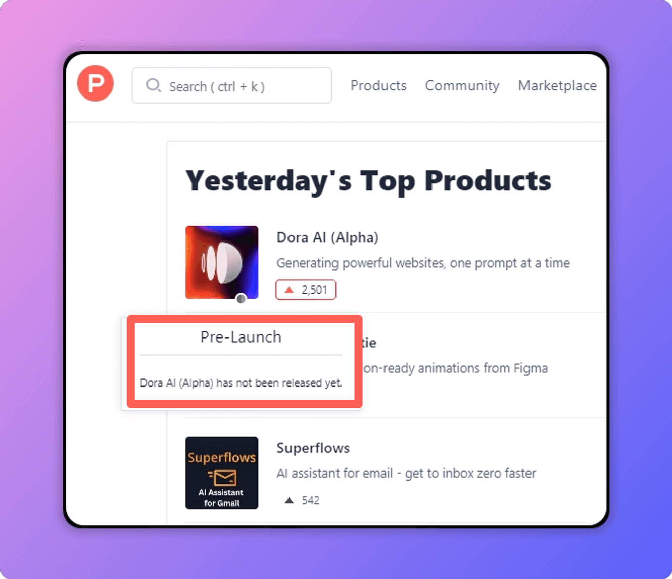 Screenshot of Product Hunt's Daily Newsltter on 17th May