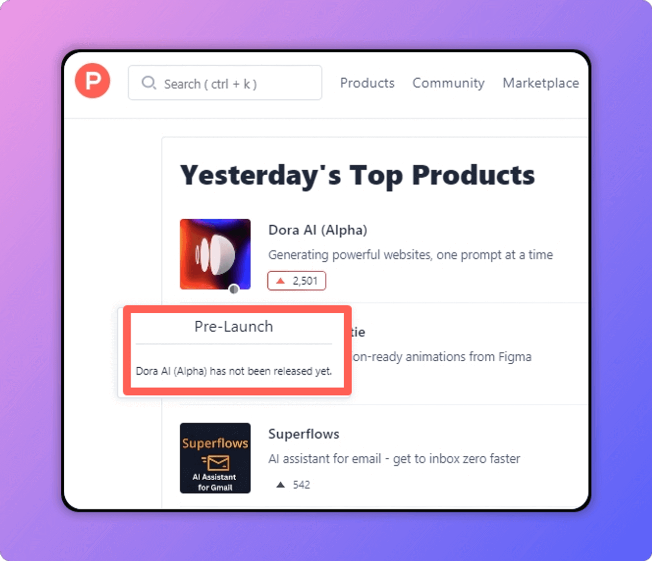 Screenshot of Product Hunt’s Daily Newsltter on 17th May