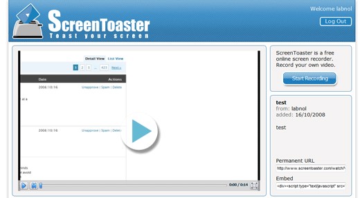 ScreenToaster Interface