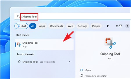 Search and Open Snipping Tool