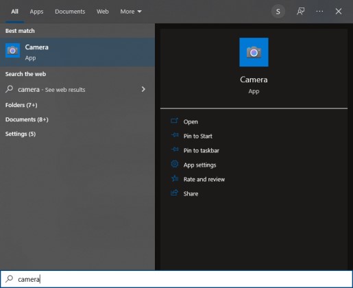 Search for Camera App 