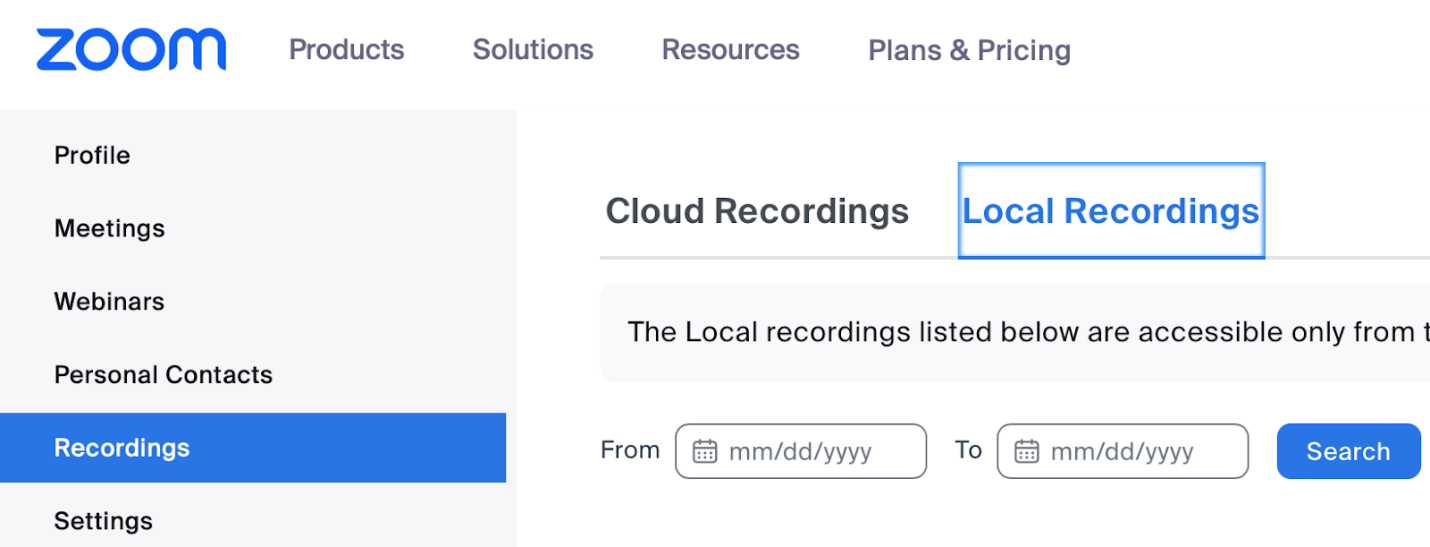 See Zoom Local Recordings
