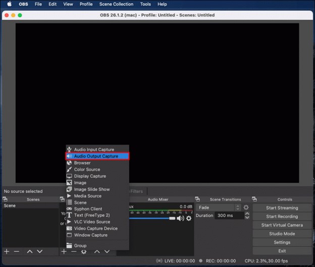 Selecting Audio Input Capture Source