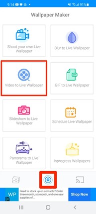 Select Video To Live Wallpaper Option