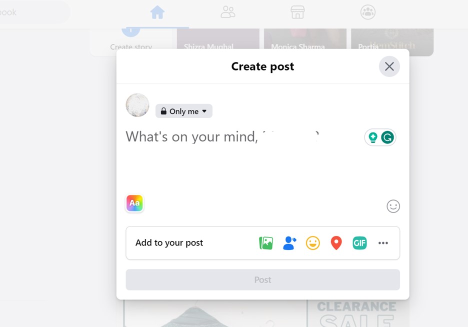 Select Create A Post From News Feed