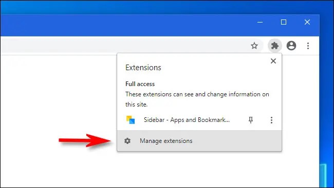 Select Manage Extensions