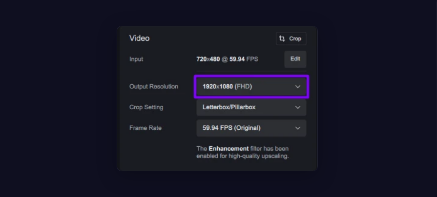 Select the Desired Output Resolution