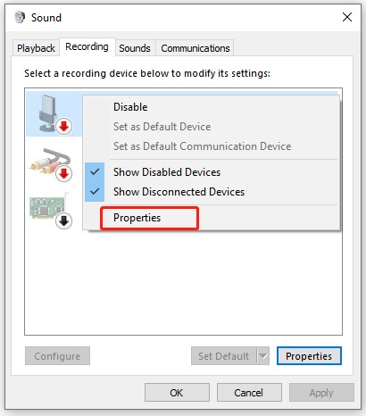 Select Properties in Sound