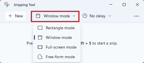 Select The Windows Snip Type