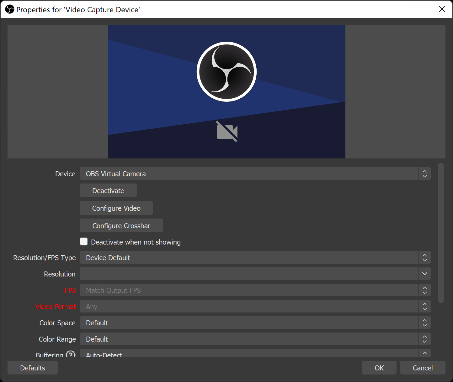 Select Video Capture Device