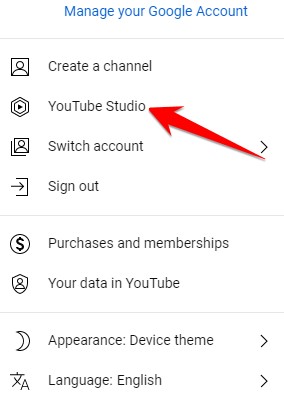 Select YouTube Studio