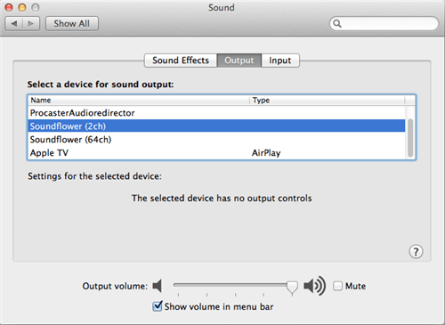 Set Soundflower as Output Device