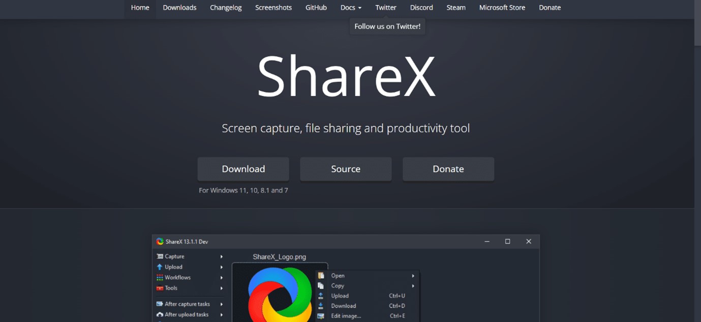 ShareX App Interface