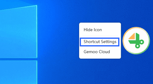 Choose Shortcut Settings Option