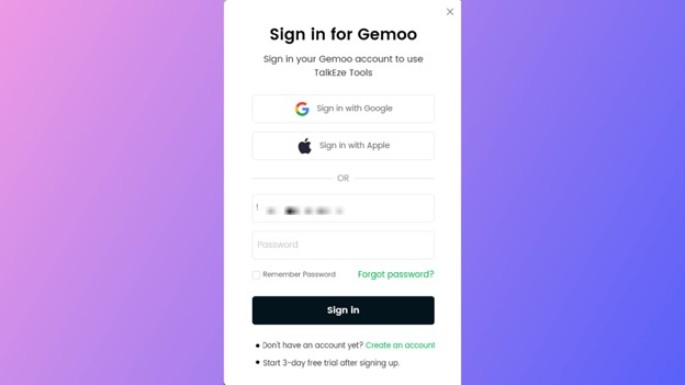 Sign in to Gemoo TalkEze