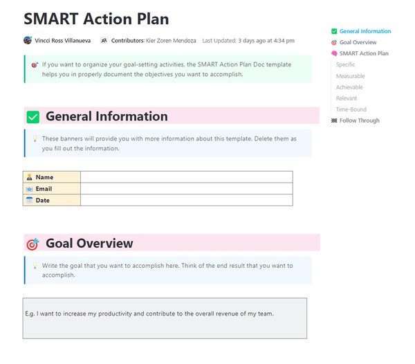 SMART Action Template