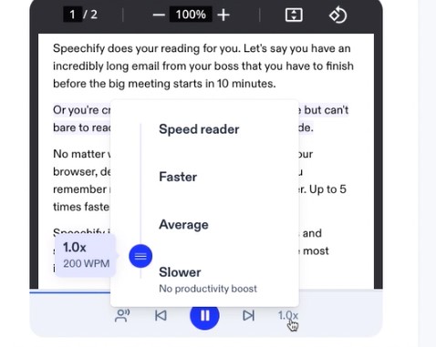 Speechify Interface