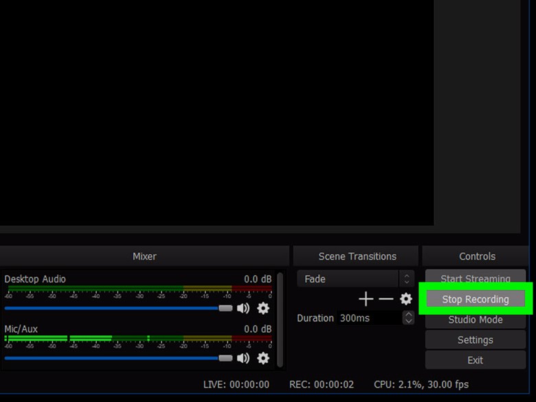 Stop Recording In OBS Studio