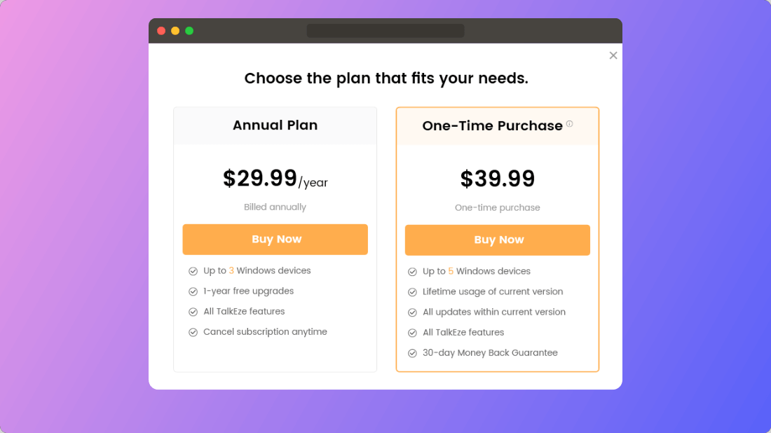 Pricing Plan of TalkEze