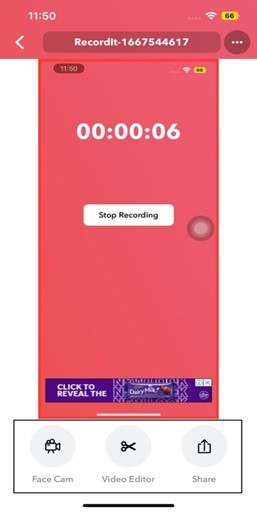 Tap on Stop Recording