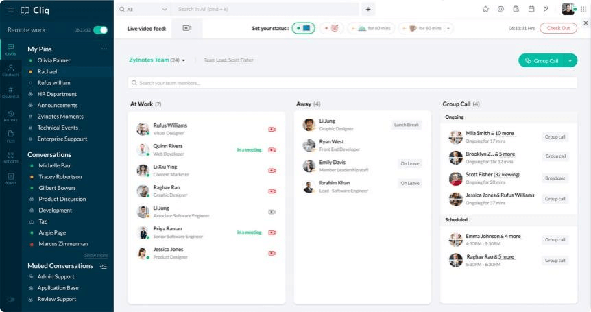 Zoho Cliq Interface