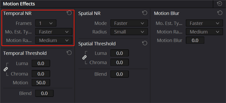 Adjust Temporal NR Settings