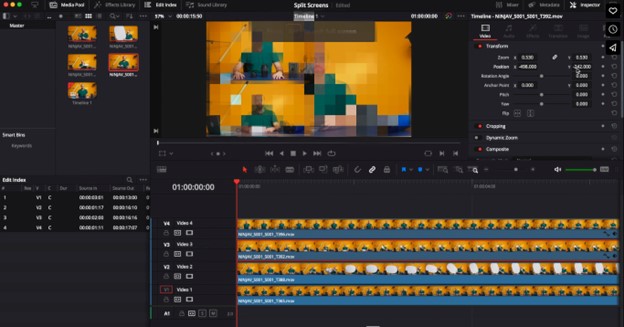 Three Videos In Davinci Resolve